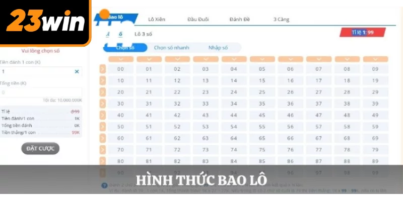 Hình thức bao lô trong Xổ Số Truyền Thống